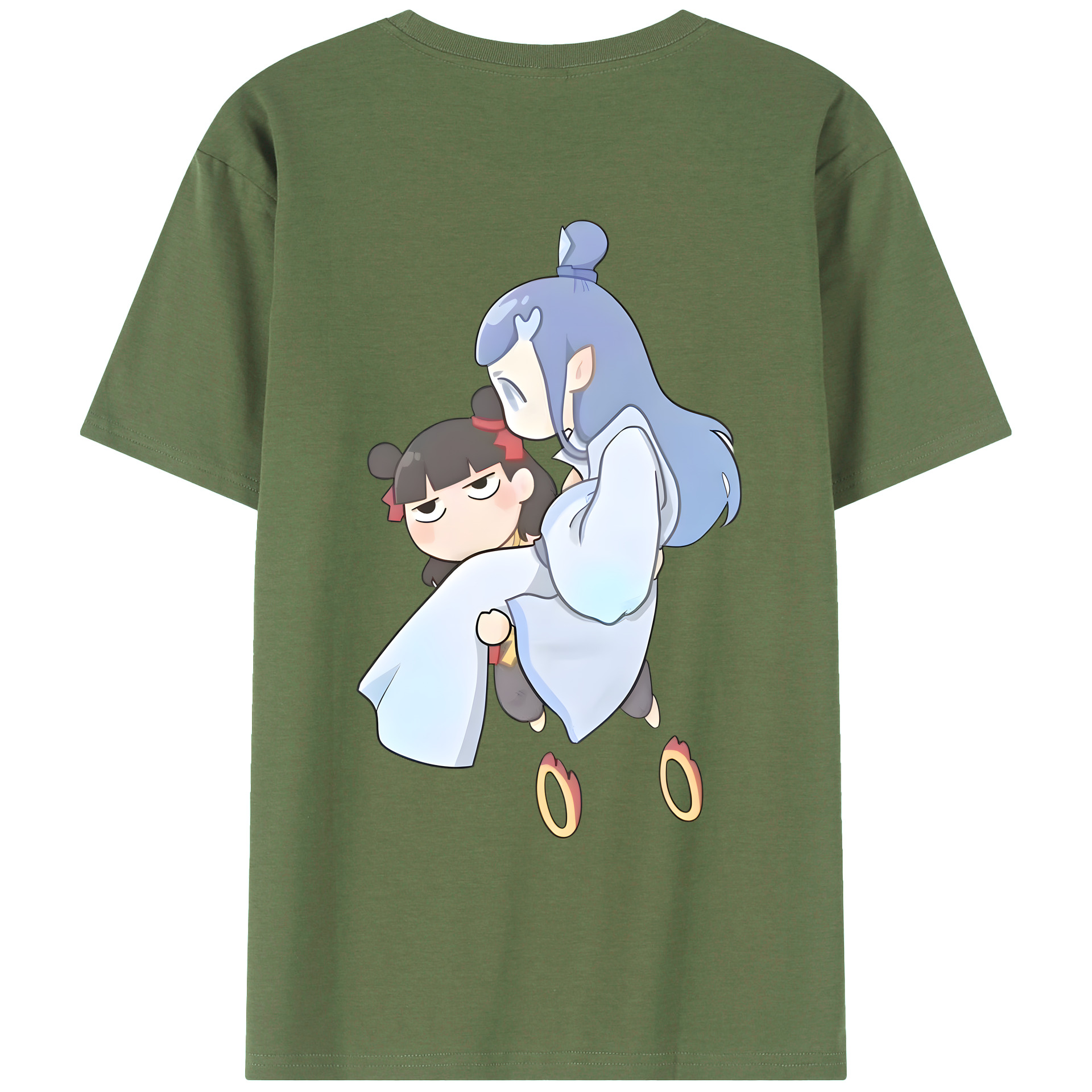 （画像用） Ne Zha 2 ナタ 魔童の大暴れ 綿100％ メンズ半袖Tシャツ（バックプリント） 通気性